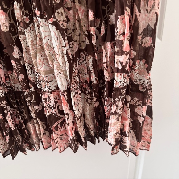 Y2K‎ Emma James Brown Paisley Floral Pleated Tiered Midi Skirt Women’s Size 14 - Picture 13 of 15